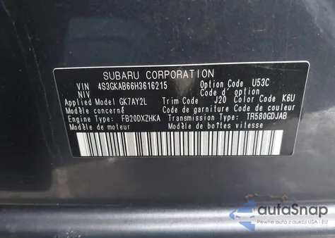 2017 Subaru Impreza 2.0I Premium from USA, damaged, VIN 4S3GKAB66H3616215